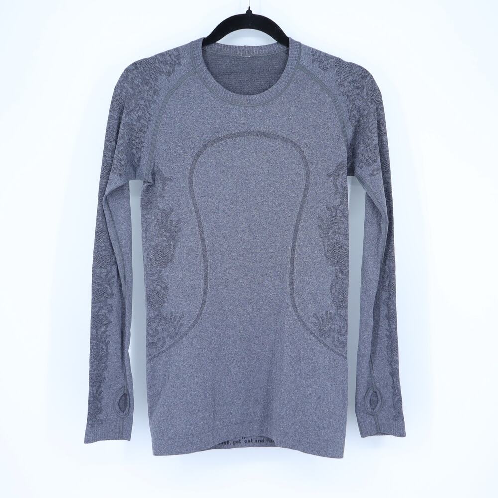 Lululemon Swiftly Tech Crew Heathered Black Floral Lightweight Active Women's 6